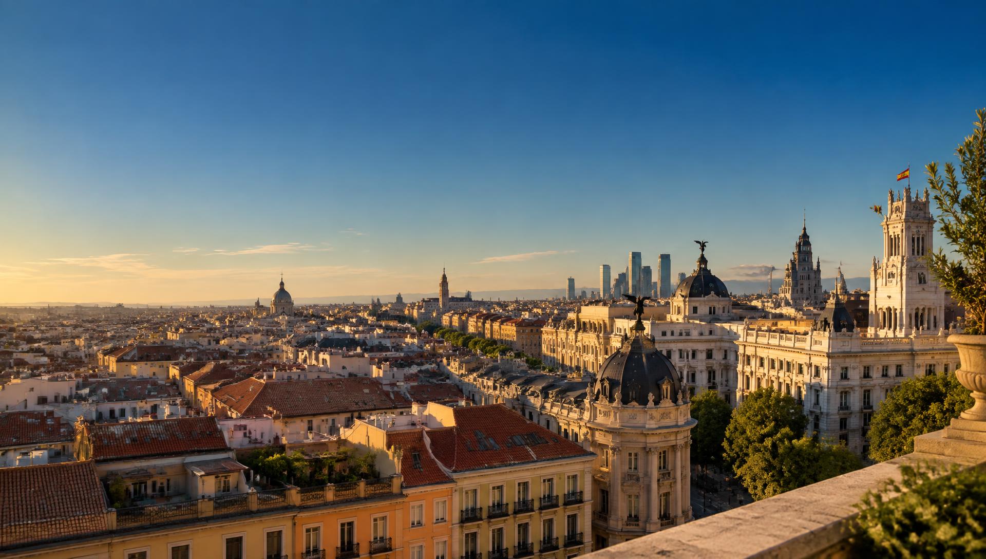 Madrid skyline and historic architecture